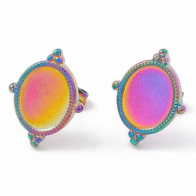 Ion Plating(IP) 304 Stainless Steel Stud Earring Findings