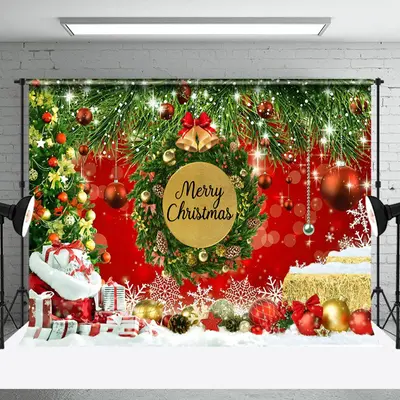 Aperturee Merry Christmas Winter Snow Xmas Decor Backdrop - Aperturee