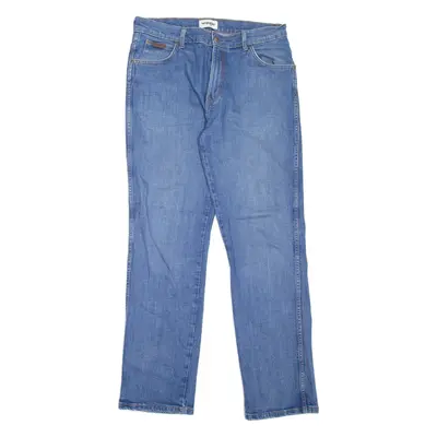 WRANGLER Texas Mens Jeans Blue Regular Straight Stone Wash W34 L32