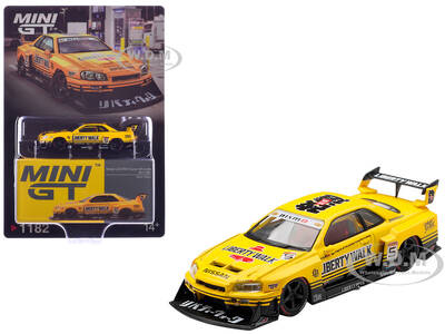 Nissan LB-ER34 Super Silhouette Skyline RHD (Right Hand Drive) #5 Sport Yellow with Graphics Limited Edition 1/64 Diecast Mod...