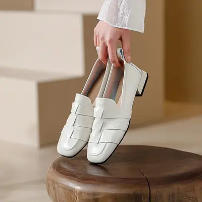 CHIKO Dionisia Square Toe Block Heels Loafers Shoes