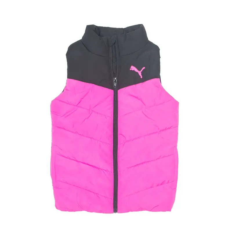 PUMA Insulated Puffer Gilet Pink Colourblock Girls 5-6Y