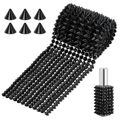 12-Row Resin Spike Stud Cone Flatback Punk Rock Trim Mesh Bead Craft