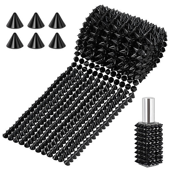 12-Row Resin Spike Stud Cone Flatback Punk Rock Trim Mesh Bead Craft