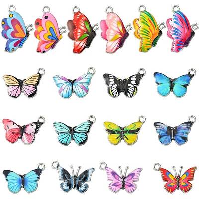 18Pcs 18 Styles Printed Alloy Pendants