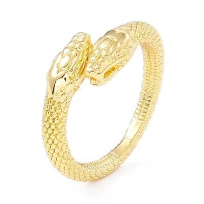 Rack Plating Brass Double Snake Open Cuff Ring for Women