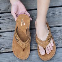 Quickshark Mens Flip Flops Leather Thong Sandals Arch Support Beach Slippers