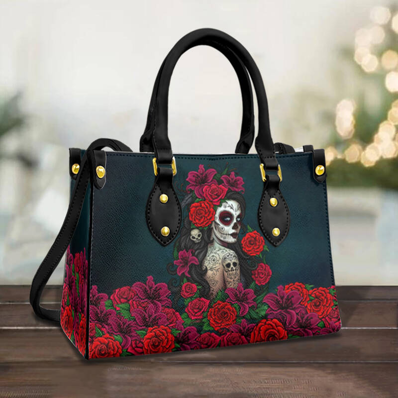 Skull Rose Leather Bag