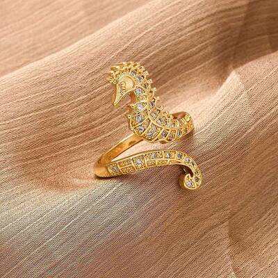 Brass Micro Pave Cubic Zirconia Adjustable Open Cuff Rings for Women