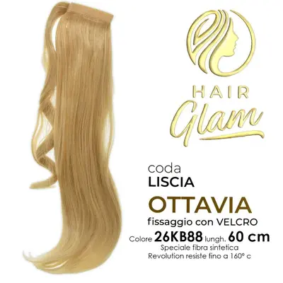 HAIR GLAM OTTAVIA CODA W/VELCRO FIBER REVOLUTION Length 60 26KB88 cm