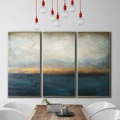 Abstract  Oil Painting Blue Painting Sunset Painting Abstract Painting On Canvas | WATESCAPE