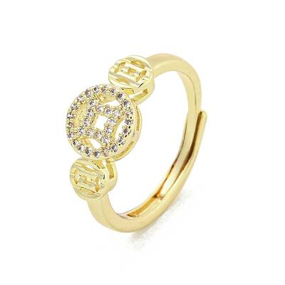 Brass Micro Pave Cubic Zirconia Adjustable Rings for Women