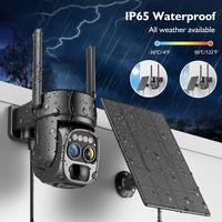 Solar Security Wireless Outdoor Camera,10X Zoom,2K Resolution 360° Pan Tilt Control,WiFi Battery Powered Camera with Spotlig...