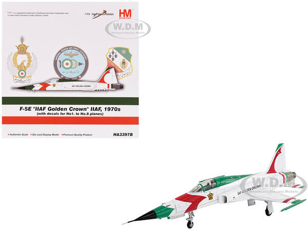 Northrop F-5E Tiger II Aircraft #1-8, 3-7099, IIAF Golden Crown Imperial Iranian Air Force Air Power Series 1/72 Diecast ...