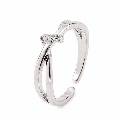 Clear Cubic Zirconia Criss Cross Open Cuff Ring