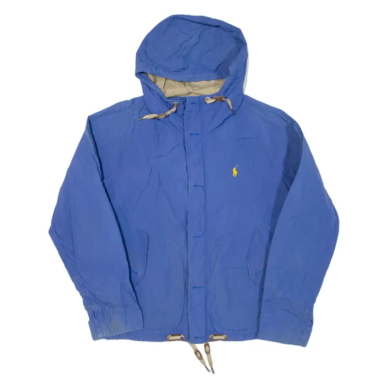 POLO RALPH LAUREN Mens Rain Coat Blue Hooded M