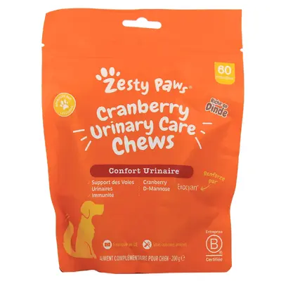 Zesty Paws - Cranberry Urinary Care Chews - Urinary Comfort - 60 Turkey Sweets