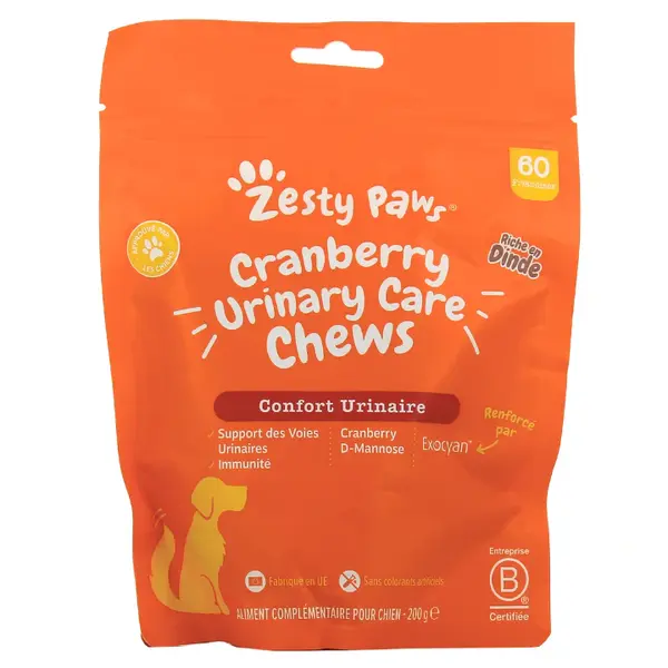 Zesty Paws - Cranberry Urinary Care Chews - Urinary Comfort - 60 Turkey Sweets