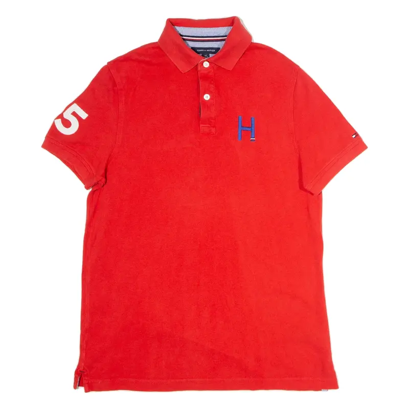 TOMMY HILFIGER Custom Fit Mens Polo Shirt Red S
