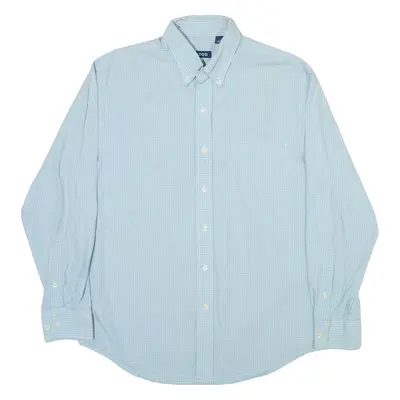 IZOD Mens Shirt Blue Check Long Sleeve M