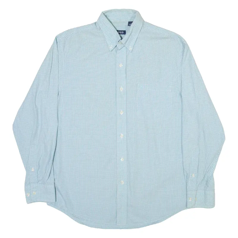 IZOD Mens Shirt Blue Check Long Sleeve M