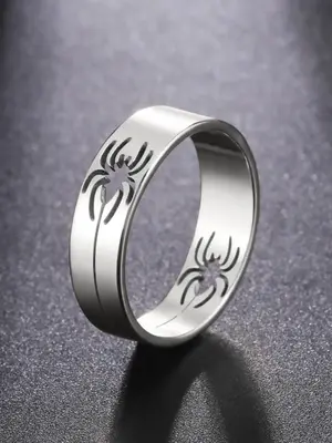 Men's New Trendy Fashion Hollow Spider Ring, Vintage Stainless Steel Rings for Men, Simple Plain Round Promise Rings Jewelry ...