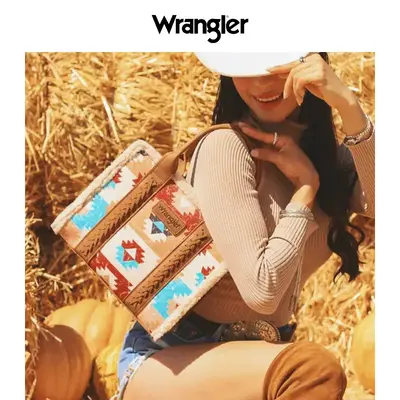 Wrangler Southwestern Tote Fluffy Sherpa Crossbody Bag for Women for Festival Season Outfit, Work, Casual, Gift