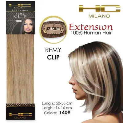 Hc milano natural hair 3 clips 1 strip remy width 14-16cm length 55cm col.140