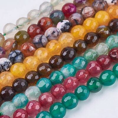 Natural Agate Round Beads Strand