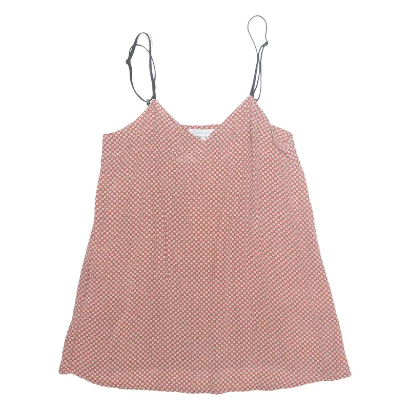 LES PETITES COLLECTION Womens Camisole Top Red V-Neck Sleeveless Silk Check S