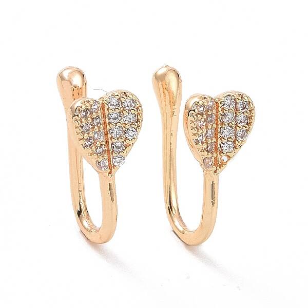 Clear Cubic Zirconia Heart Cuff Earrings