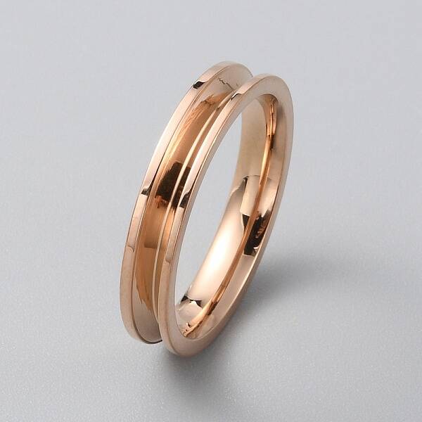 201 Stainless Steel Grooved Finger Ring Settings