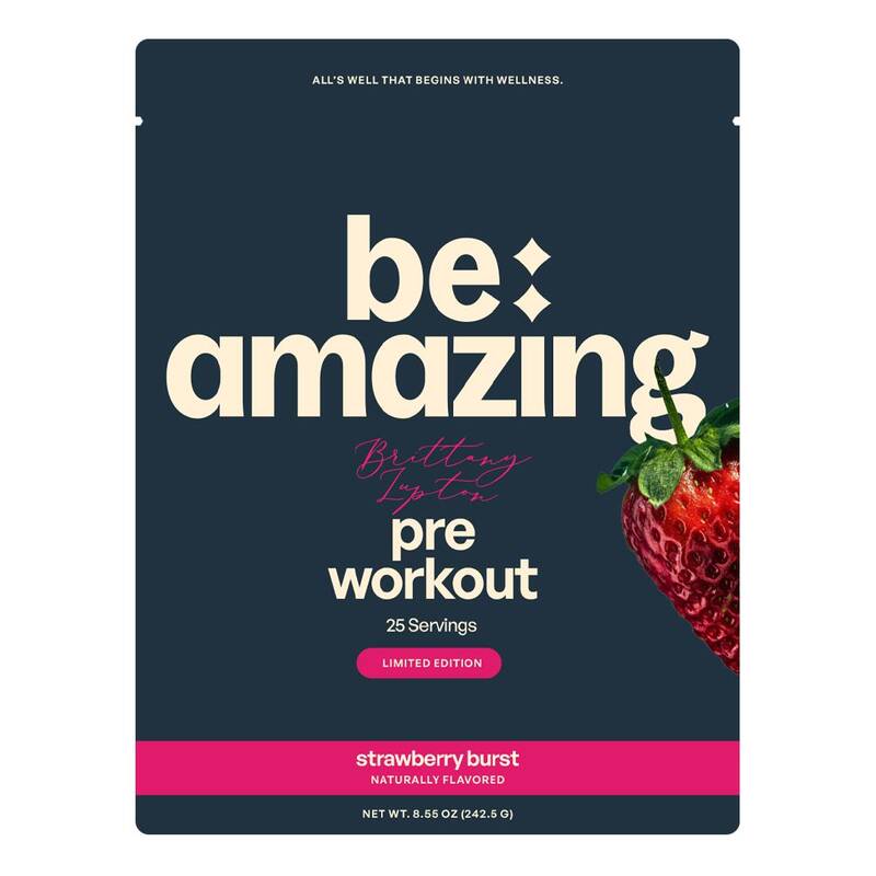 BE AMAZING x Brittany Lupton Vegan Friendly Pre Workout Powder KSM 66 Clean Natural Caffeine Energy Gluten Free Suppleme