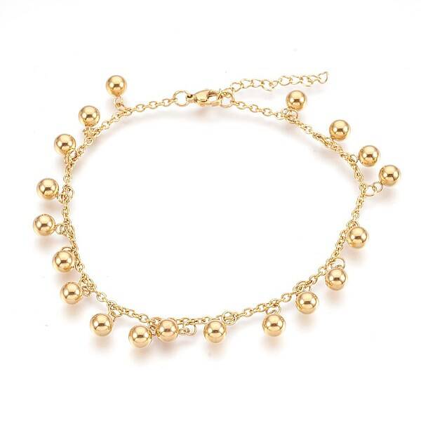 Ion Plating(IP) 304 Stainless Steel Charm Anklets
