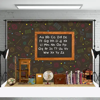 Retro Wood Blackboard Alphabet Cake Smash Backdrop - Aperturee