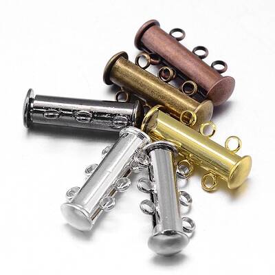 3-Strands 6-Holes Tube Brass Magnetic Slide Lock Clasps