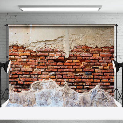 Retro Shabby Red White Brick Wall Photo Backdrop - Aperturee