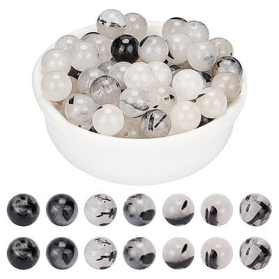 Natural Black Rutilated Quartz Beads Strands