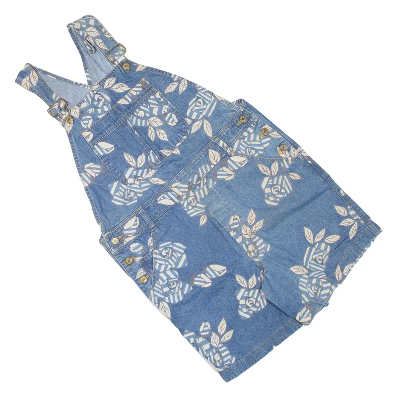 Womens Dungarees Blue Regular Denim Floral M W36 L5