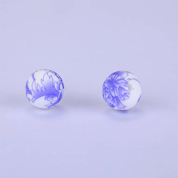 Printed Round Silicone Focal Beads