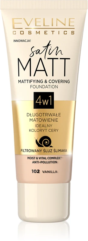Eveline Satin Matt Mattifying and Covering Foundation 4in1 102 Vanilla 30 ml