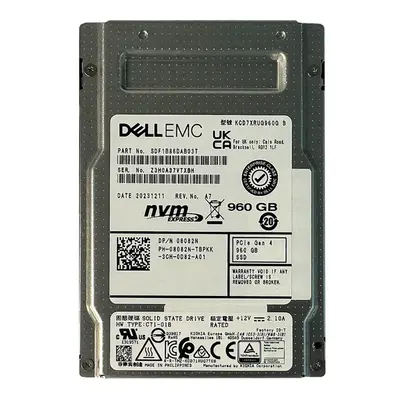 Dell 08082N | 960GB PCI Express 4.0 NVMe 1.4 Read Intensive 2.5-inch Solid State Drive
