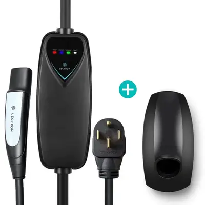 Lectron Portable Level 2 Tesla Charger + Charger Mount Bundle | 240V | 40 Amp | NEMA 14-50