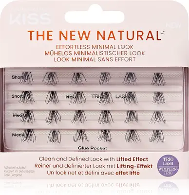 KISS The New Natural Effortless Minimal Look False Eyelashes Single Tuft Knotless Trio 01 24 Pieces