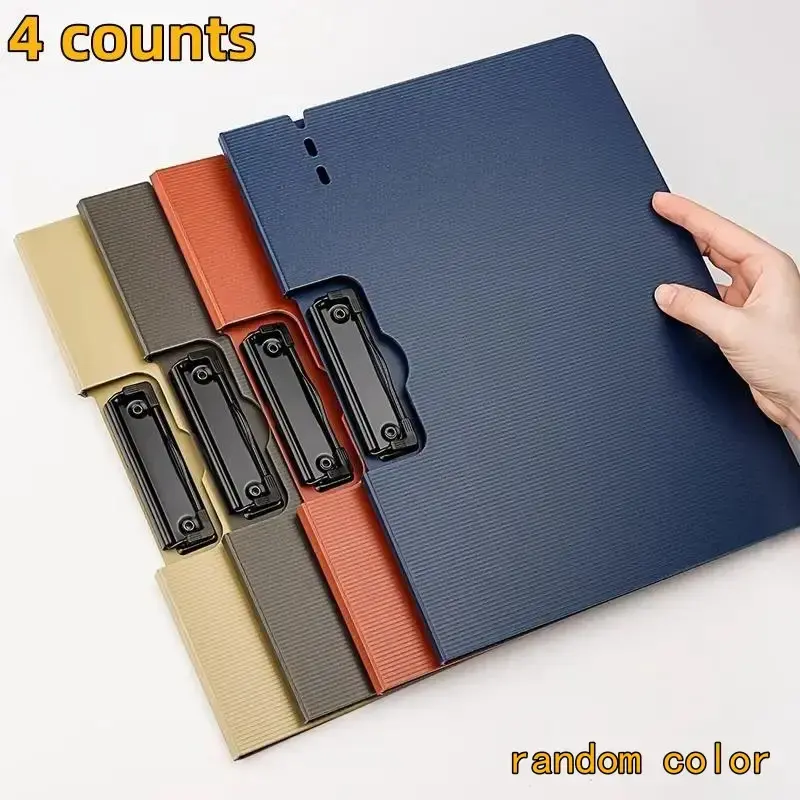 A4 File Folder with Clipboard, 4 Counts Portable Waterproof File Storage Clipboard, File Organizer for Nurse Office School Ho...