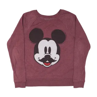 DISNEY Mickey Mouse Moustache Sweatshirt Maroon Womens M