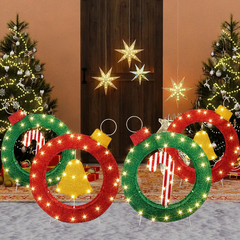 Lamerge Christmas Lantern Decoration Ring Set - Candy Cane, Snowflake, Bell Theme