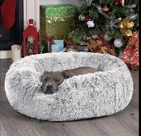 【Father's Day Special】Calming Dog & Cat Bed, Anti-Anxiety Donut Cuddler Warming Cozy Soft Round Bed, Fluffy Faux Fur Plus...