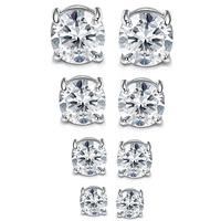 6-8MM Magnetic Earrings for Men Women Shiny Round Cubic Zirconia Stud Earrings for Non-Pierced Ears Hypoallergenic Stainless ...