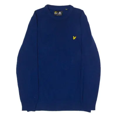 LYLE & SCOTT Mens Jumper Blue Crew Neck Tight Knit Wool M